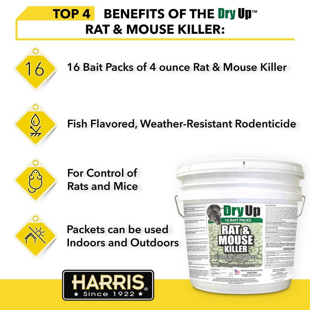 4 lbs. Dry Up Rat and Mouse Killer Pellets (4 oz. 16-Pack) - Hercitys