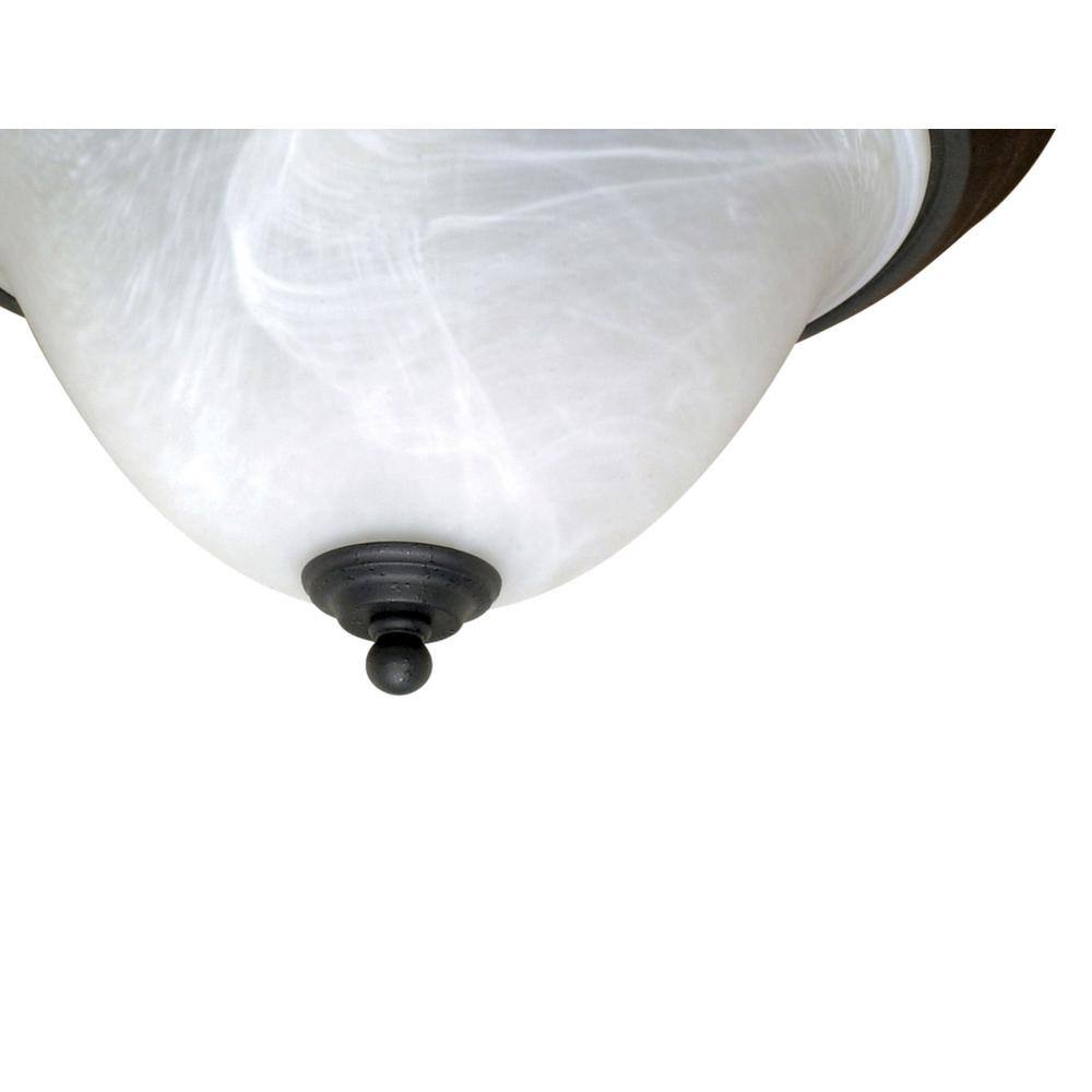 2-Light Textured Flat Black Flush Mount with Alabaster Swirl Glass - Hercitys