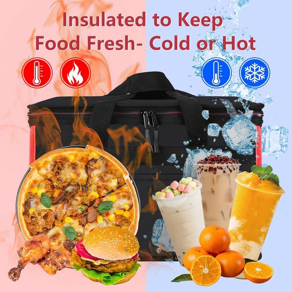 32 qt. Insulated Reusable Grocery Bags 2-Pack XL Cooler Bags with Hard Bottom Insert Stands Upright Sturdy Zipper Bag - Hercitys