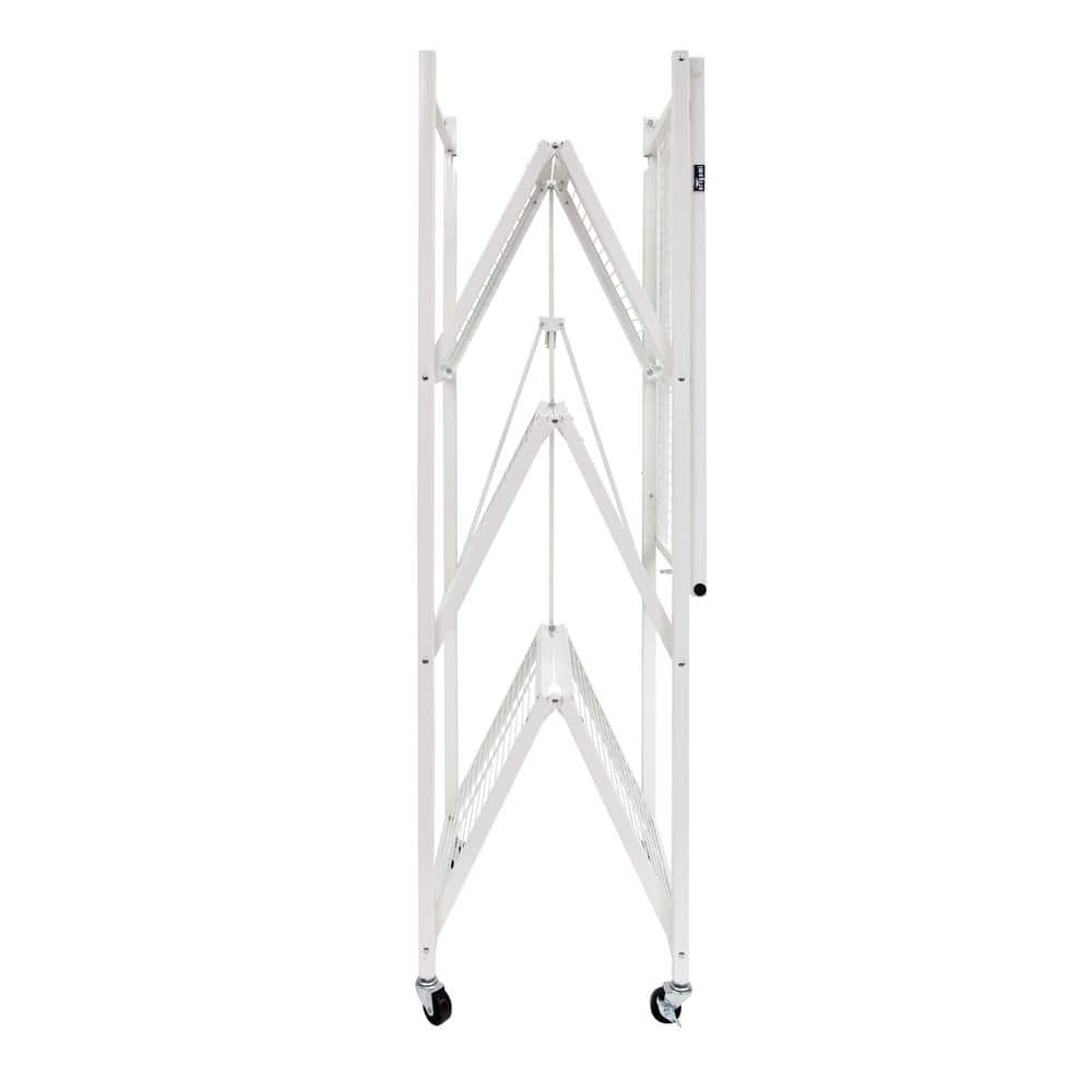 21 in. x 36 in. 60 in. Wheeled 4-Shelf Folding Steel Wire Shelving White - Hercitys
