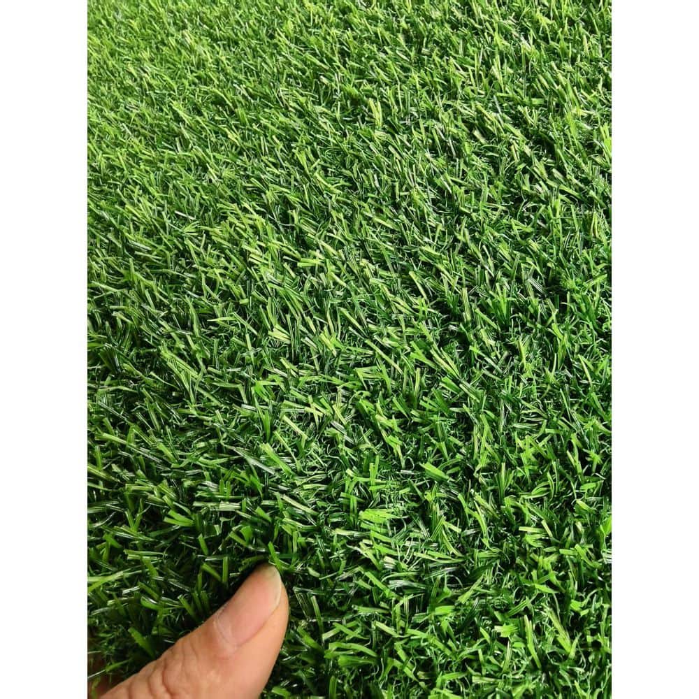5 ft. x 10 ft. Plastic Garden Fence Turf Mat Thick Fake Faux Grass with Rubber Backing and Drainage Holes in Green - Hercitys