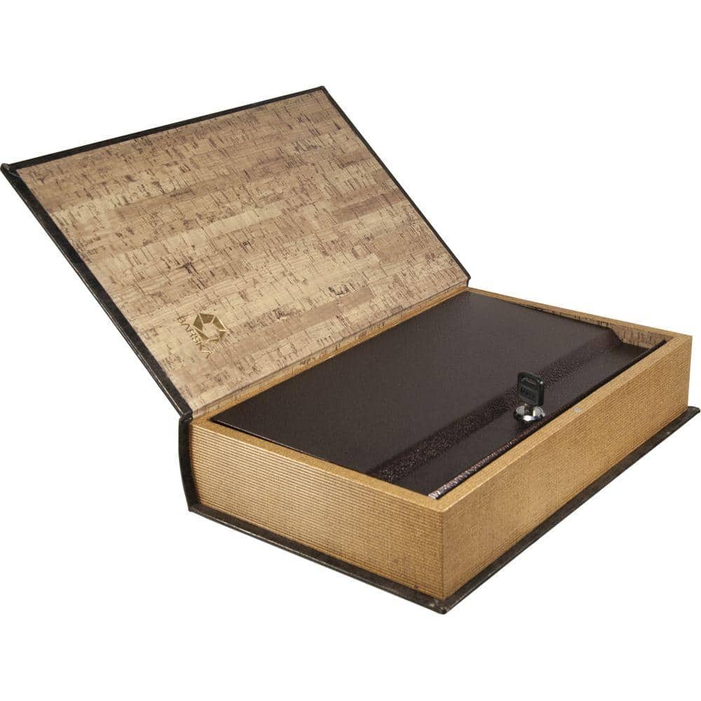 0.10 cu ft. Steel Large Antique Book Lock Box Safe with Key Lock - Hercitys