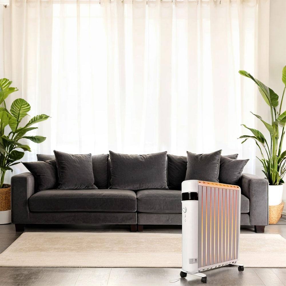 18 in. H 1500-Watt Smart Electric Convection Ceramic Space Heater with 2 Heat Modes Movable Wheels Overheat Protection - Hercitys