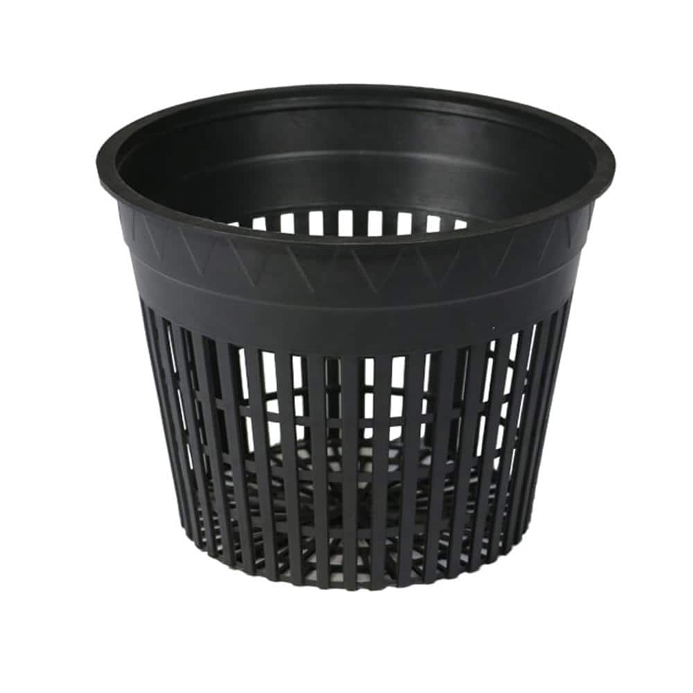 3 in. Black Round Cup with Slotted Black Plastic Mesh Net Pot (48-Pack) - Hercitys