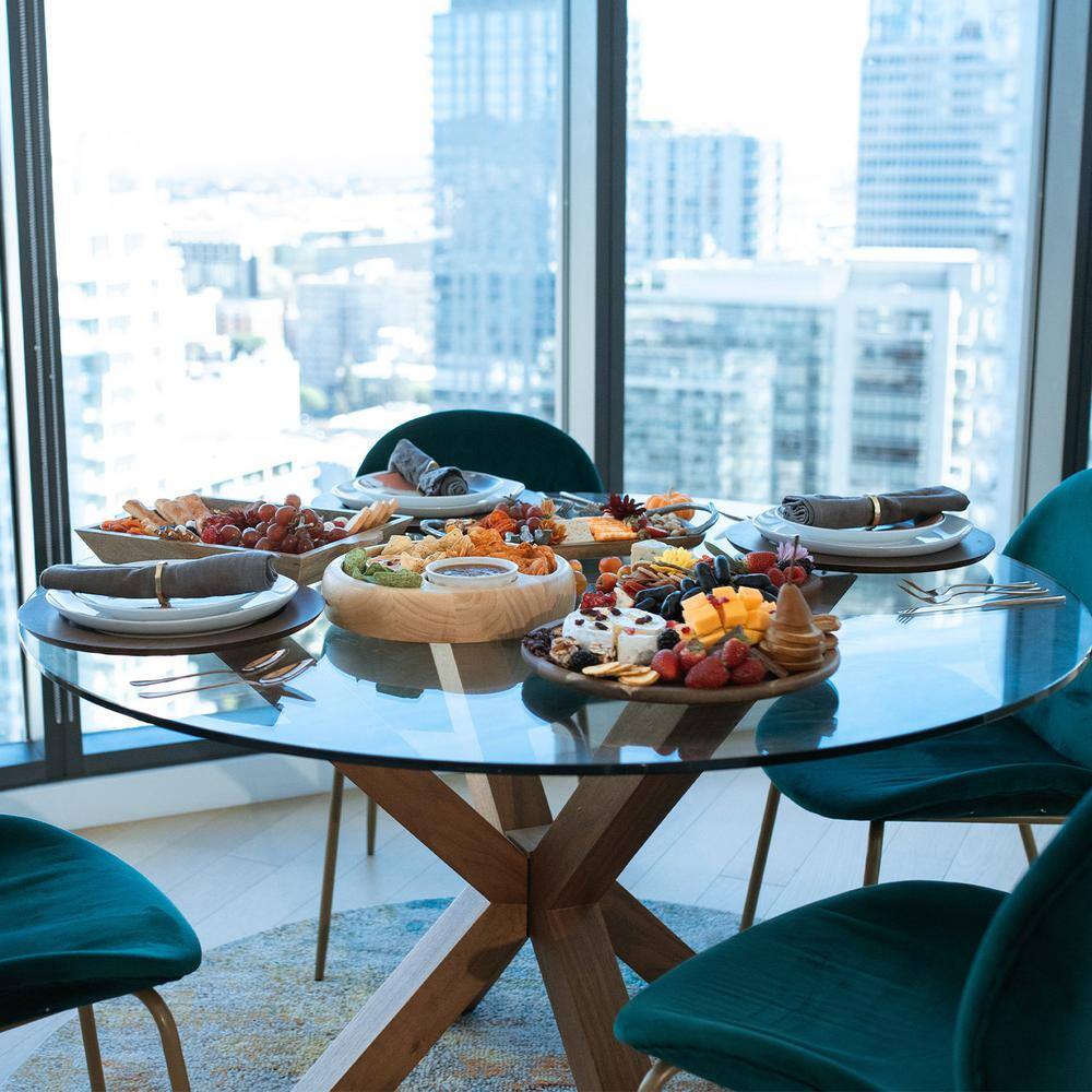 26 in. Clear Round Glass Table Top, 1/4 in. Thickness Tempered Flat Edge Polished - Hercitys