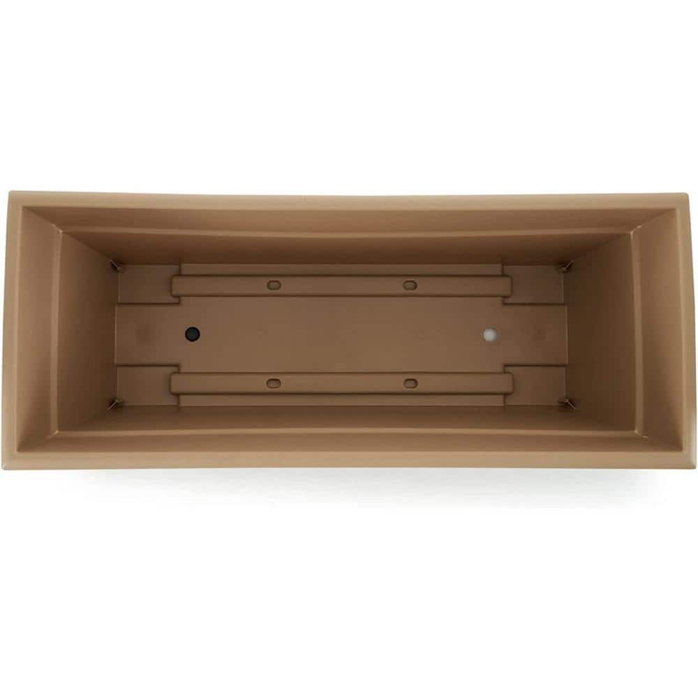 28 in. L Rectangular Planter Box Light-weight Plastic Outdoor Plant Pot with Drainage For Decks - Hercitys