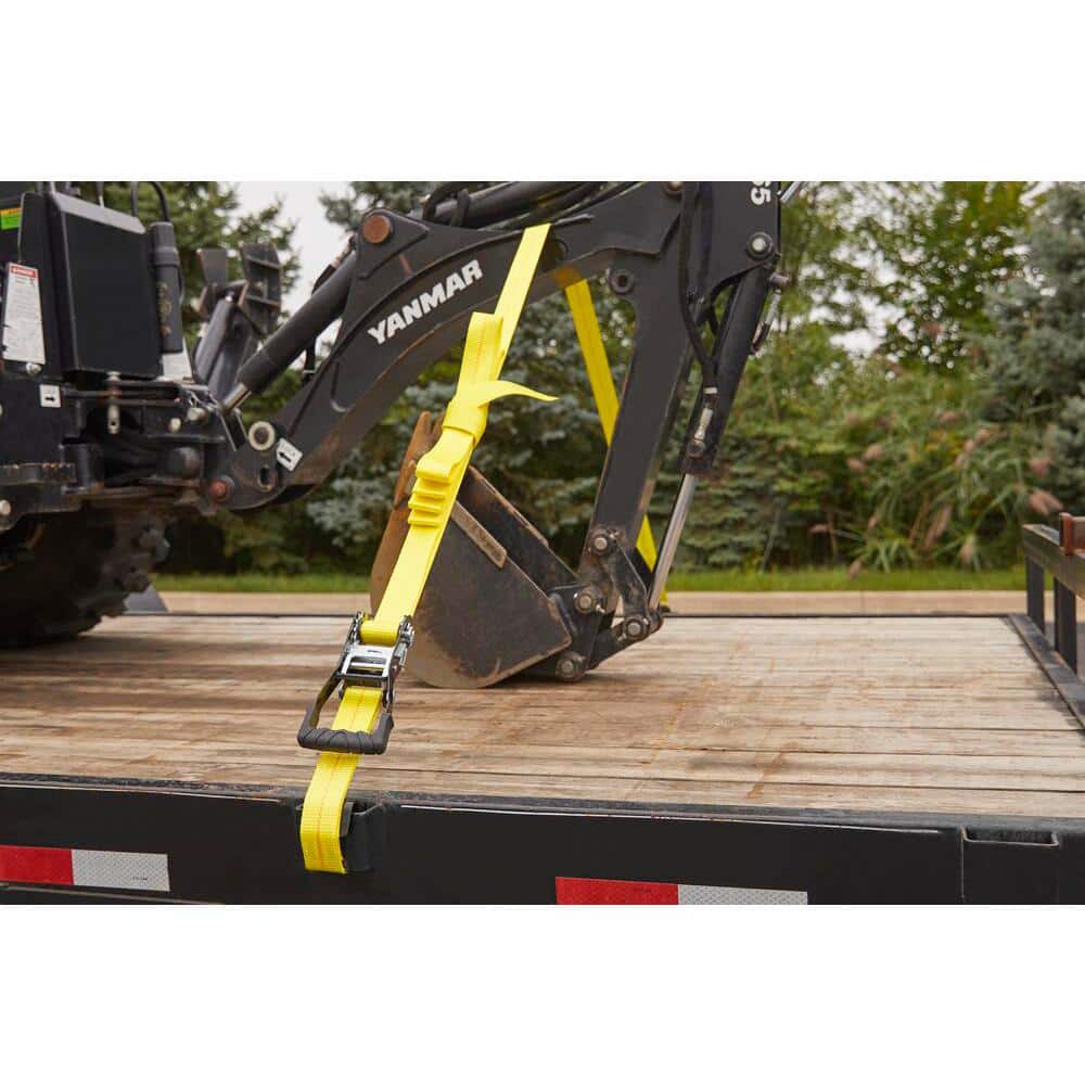 2 in. x 27 ft. Heavy-Duty Ratchet Tie-Down Strap with Flat Hooks - Hercitys