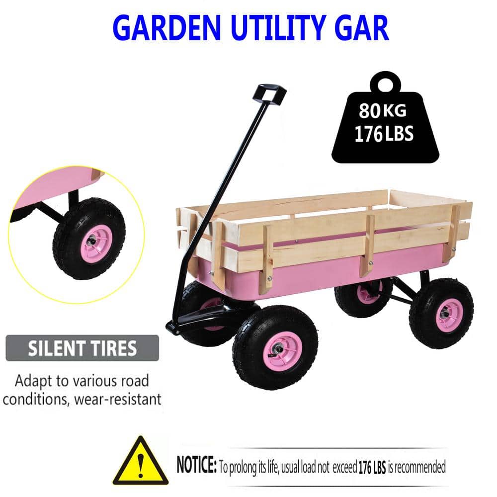 2.8 cu.ft. Steel Wagon Children Kid Garden Cart in Pink - Hercitys