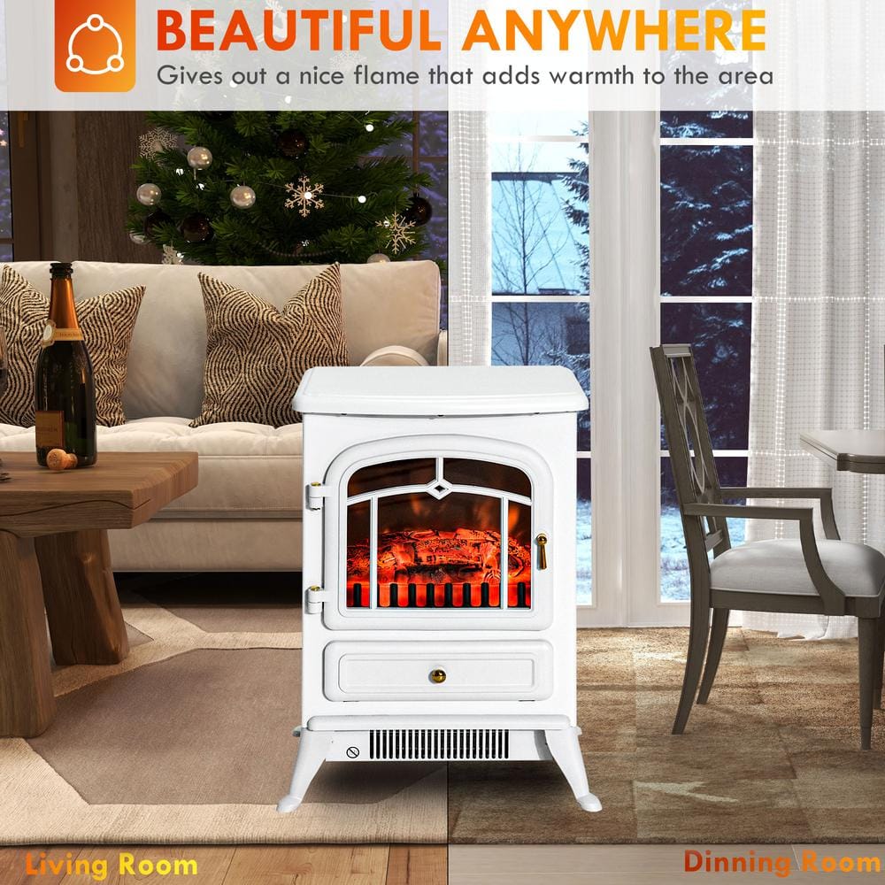 22 in. Electric Cabinet Infrared Space Heater, Cool-to-the-Touch, Overheating Protection, Convection, 750W/1500W, White - Hercitys