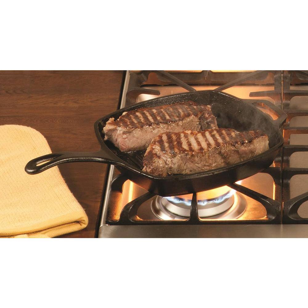 10.5 in. Cast Iron Pre-Seasoned Nonstick Grill Pan in Black - Hercitys