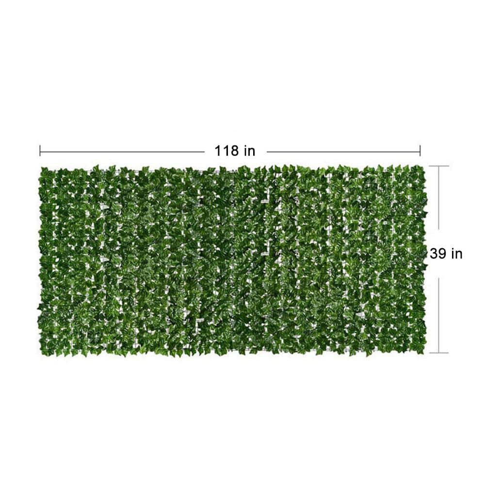 39 in. x 118 in. Artificial Ivy Privacy Fence Screen Faux Hedge Panels Decorative Fence for Outdoor Garden - Hercitys