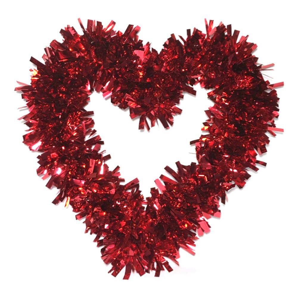 12 In Valentine Red Heart Tinsel Frame - Hercitys