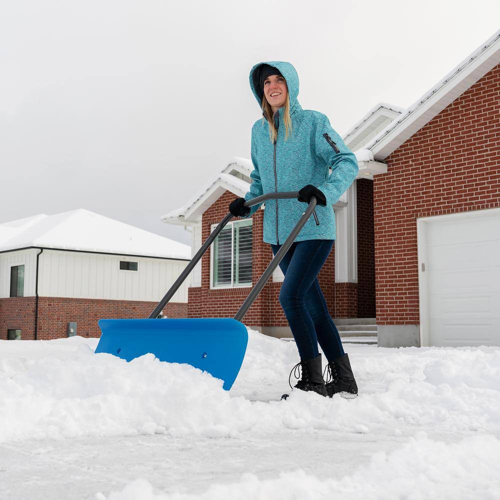 51 in. Steel Handle Hard Plastic Snow Shovel Pusher - Hercitys