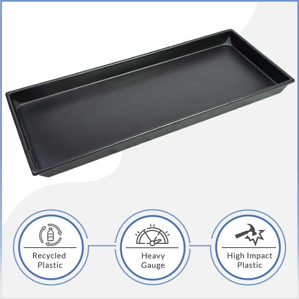 39.50 in. x 16.50 in. Heavy Duty Plastic HVAC Condensate Drain Pan with Drain Hose Adapter - Hercitys