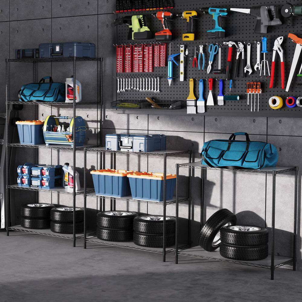 5 Tier Shelf Wire Shelving Unit-5T-1636-B-LKJ, 72H in Black - Hercitys