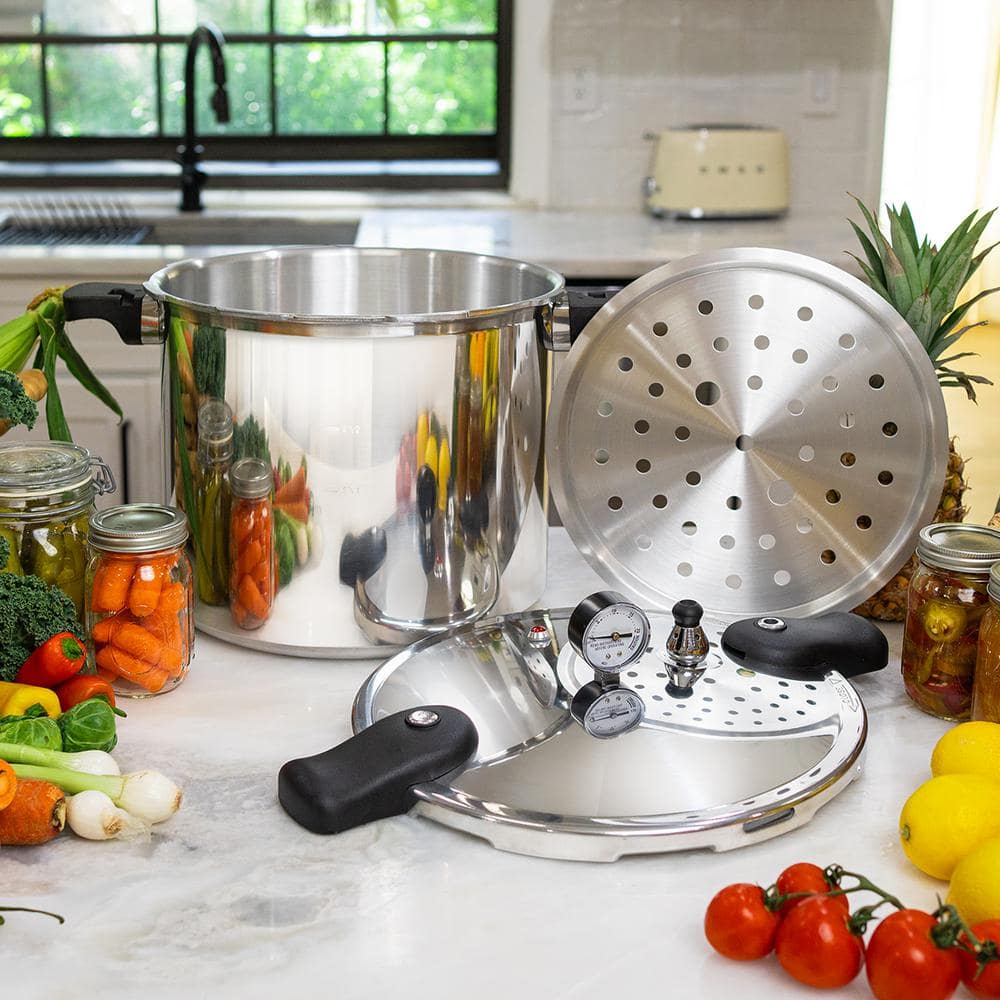 22 Qt. Aluminum Pressure Cooker with Built-in Dial Gauge - Hercitys