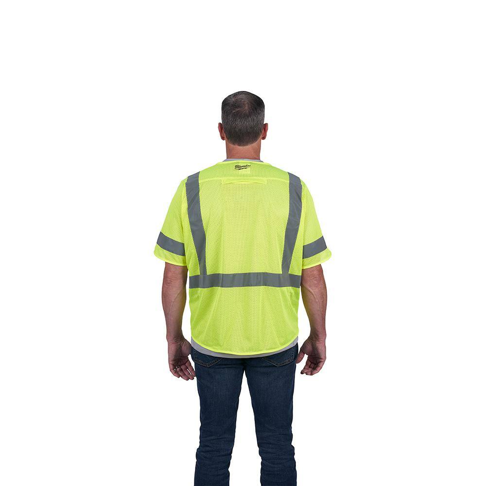 2X-Large/3X-Large Yellow Class 3 Mesh High Visibility Safety Vest with 9-Pockets and Sleeves - Hercitys