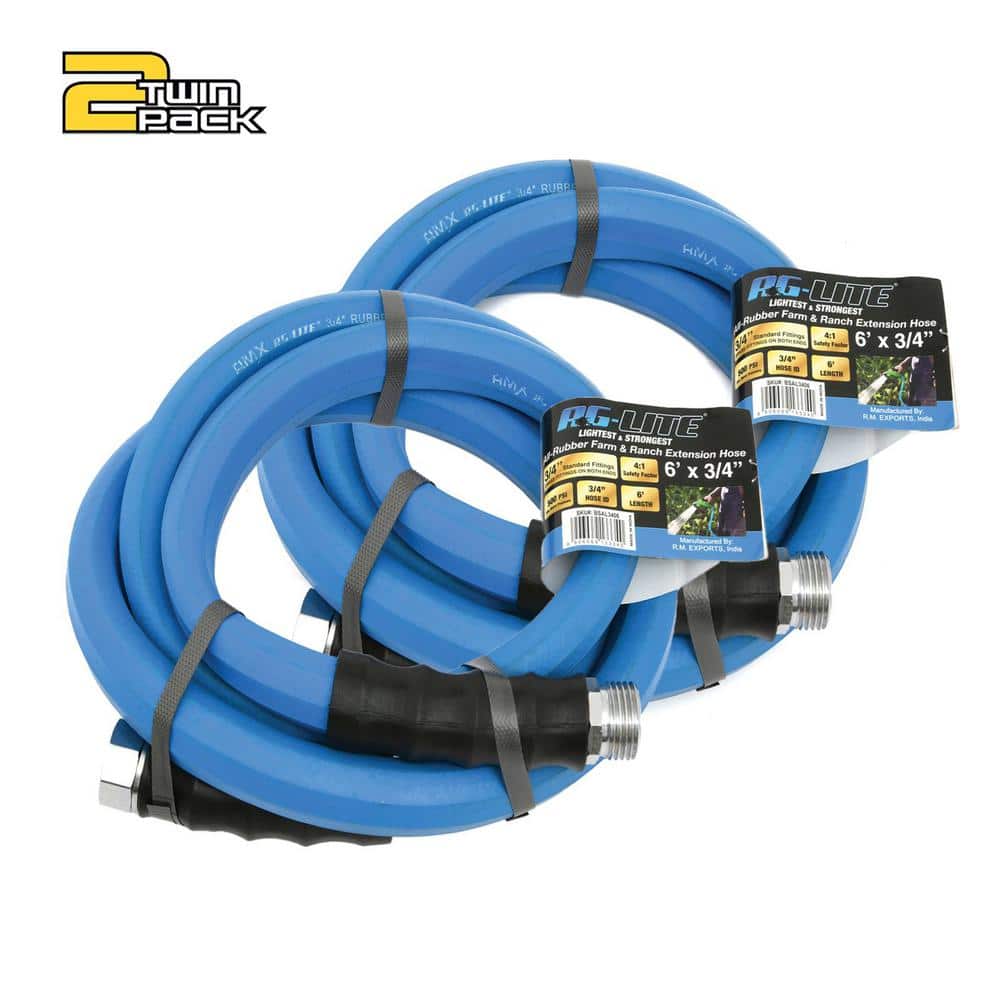 3/4 in. x 6 ft. Heavy Duty Rubber Water Hose 2-Pack - Hercitys