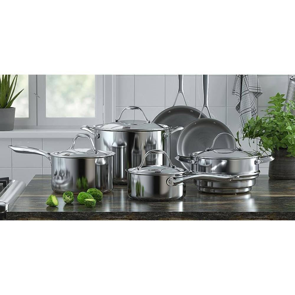 12 in. Multi-Ply Clad Stainless Steel Wok with Lid, Silver, Induction Compatible - Hercitys