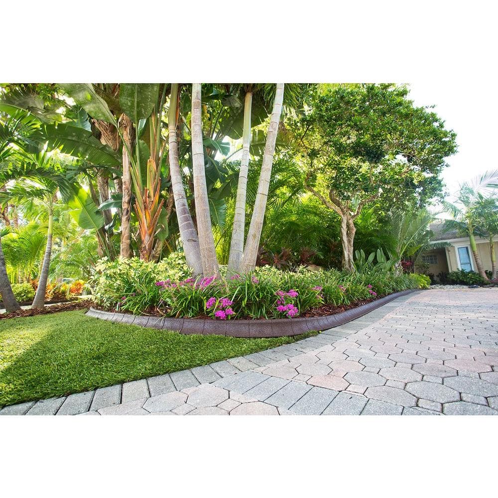 4 ft. Brown Rubber Curb Landscape Edging (4-Pack) - Hercitys