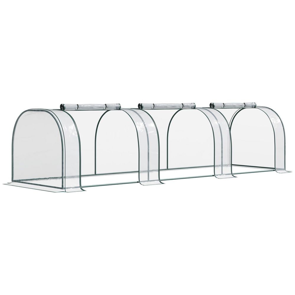 137.75 in. W x 39.25 in. D x 47.2 in. H PVC Clear Portable Greenhouse with Zippered Doors, UV Waterproof, Steel Frame - Hercitys