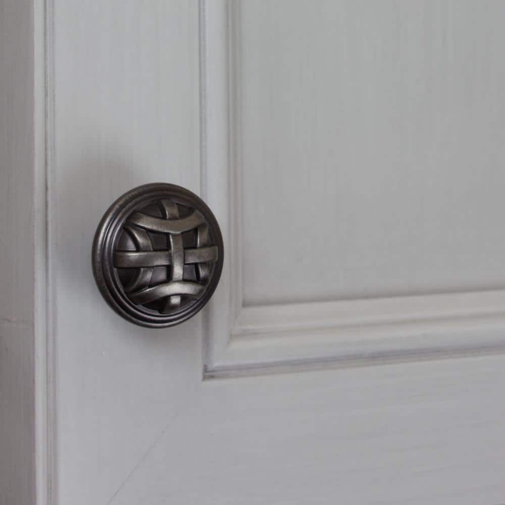 1-1/4 in. Dia Satin Pewter Round Braided Cabinet Knobs (10-Pack) - Hercitys