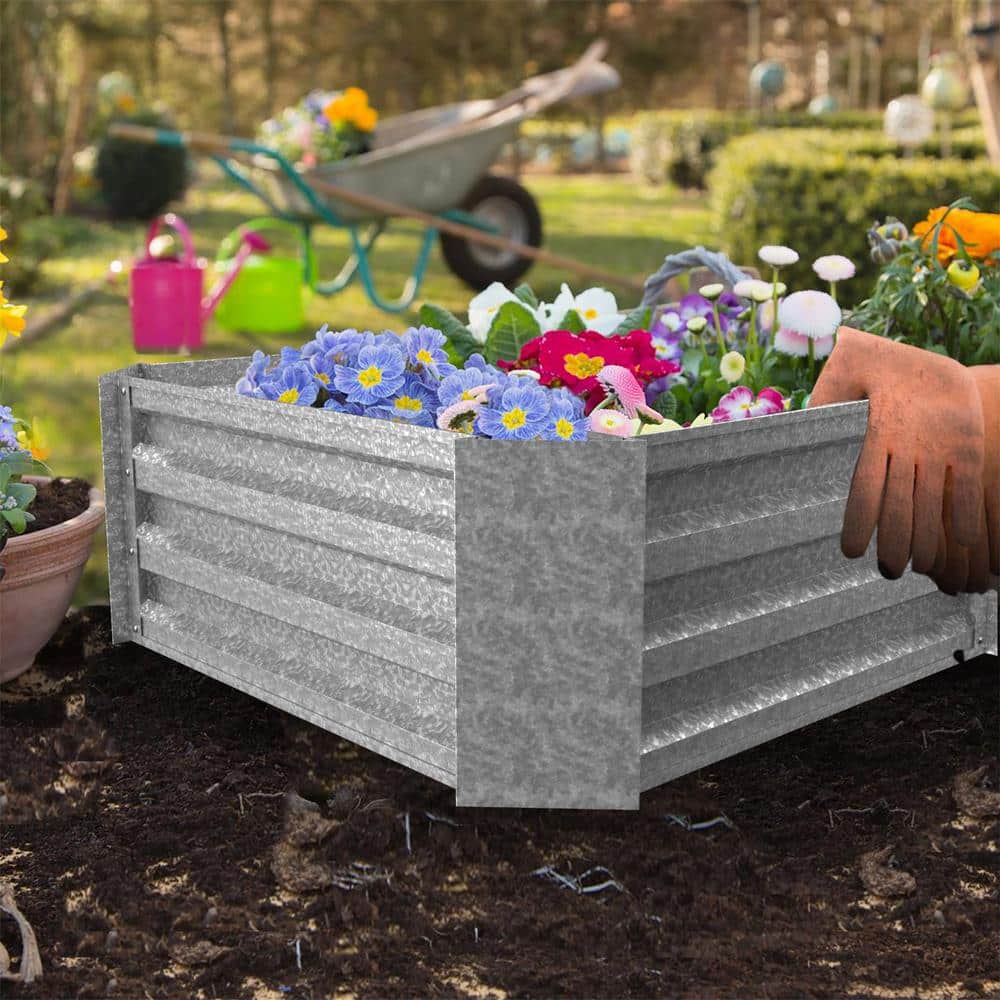 23.5 in. x 23.5 in. Silver Raised Garden Bed - Hercitys