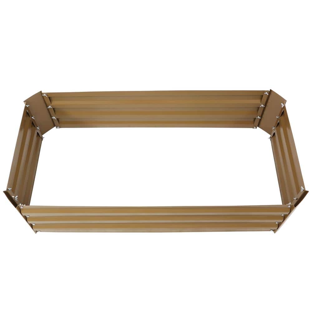 48 in. Brown Rectangular Galvanized Steel Raised Beds (2-Pack) - Hercitys