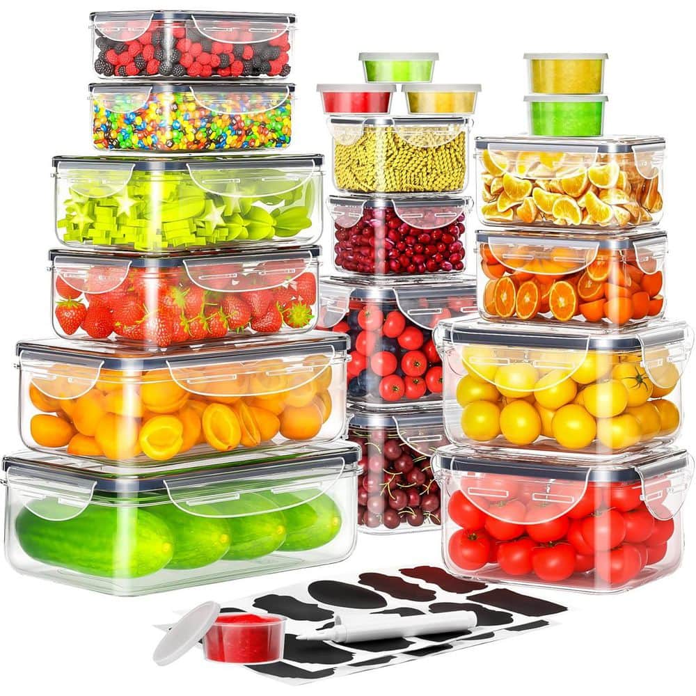 40-Pcs Airtight Food Storage Containers w/ Lids 20-Containers 20-Lids 100% Leakproof Stackable Microwave Safe - Hercitys