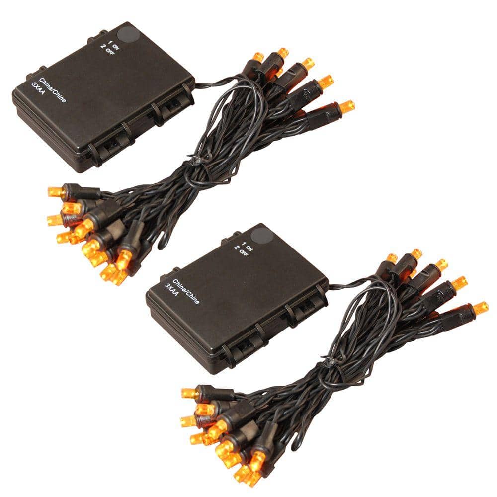 10 ft. 25-Light Orange Battery Operated String Lights (Set of 2) - Hercitys