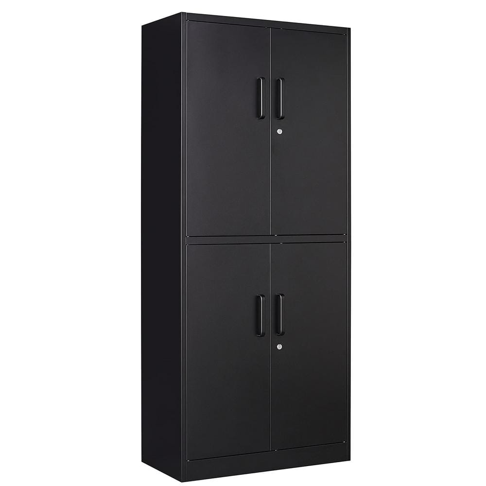 31.5 in. W x 70.87 in. H x 15.7 in. D Adjustable 2 Shelves Steel Locking Freestanding Cabinet with 4 Doors in Black - Hercitys