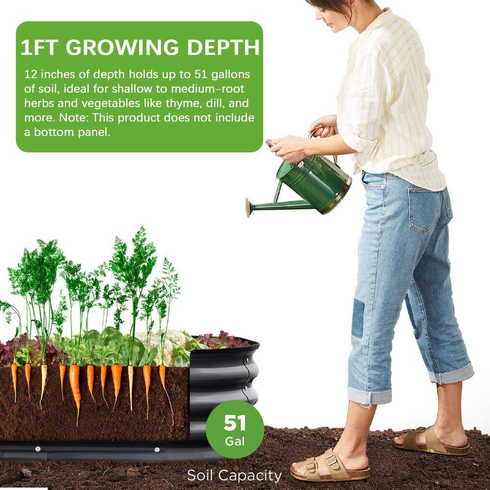 48 in. L x 24 in. W x 12 in. H Charcoal Steel Raised Garden Bed - Hercitys