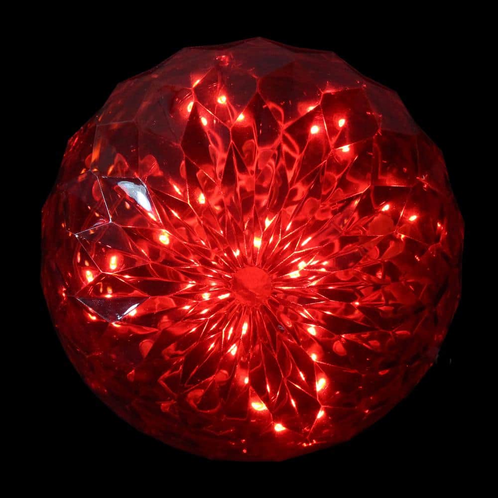 20-Count Red LED Hanging Crystal Sphere Ball Outdoor Christmas Decoration - Hercitys
