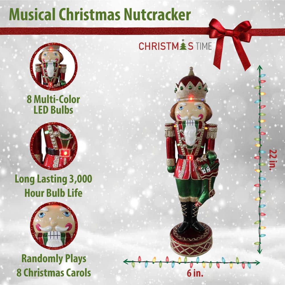 58 in. Christmas Dancing Mrs. Claus with Hooded Cloak, Basket, Standing Decor, Motion-Activated Animatronic - Hercitys