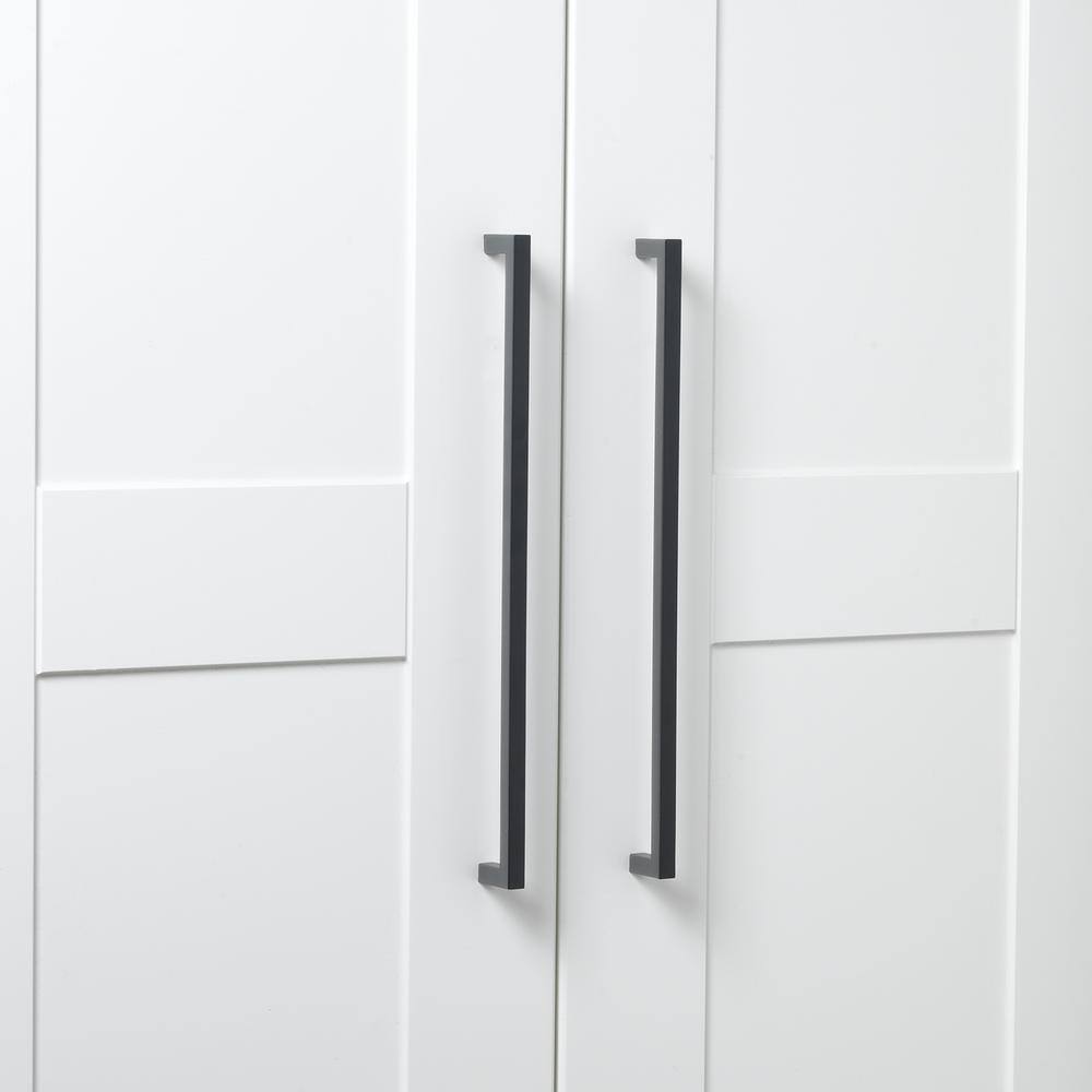 12-5/8 in. (320mm) Center-to-Center Matte Black Solid Square Slim Cabinet Drawer Bar Pulls (10 Pack ) - Hercitys