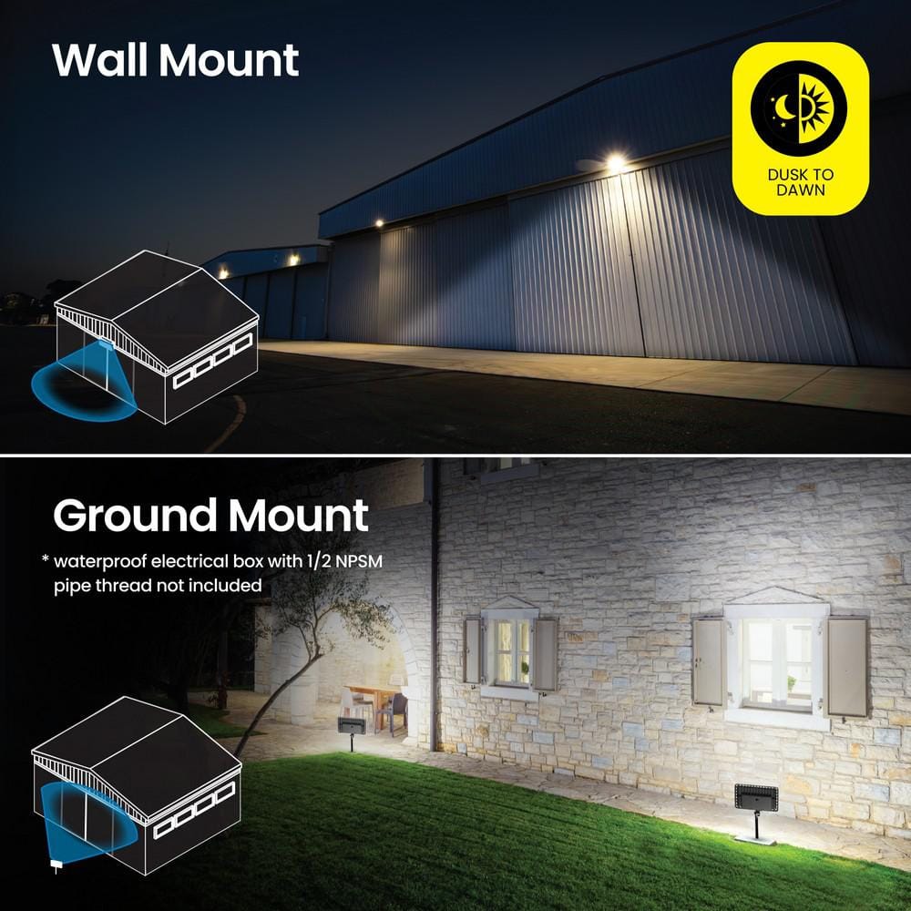 15000 Lumen Select Integrated LED Selectable 5CCT Bronze Dusk to Dawn or Motion Commercial Ground/Wall Flood Light - Hercitys