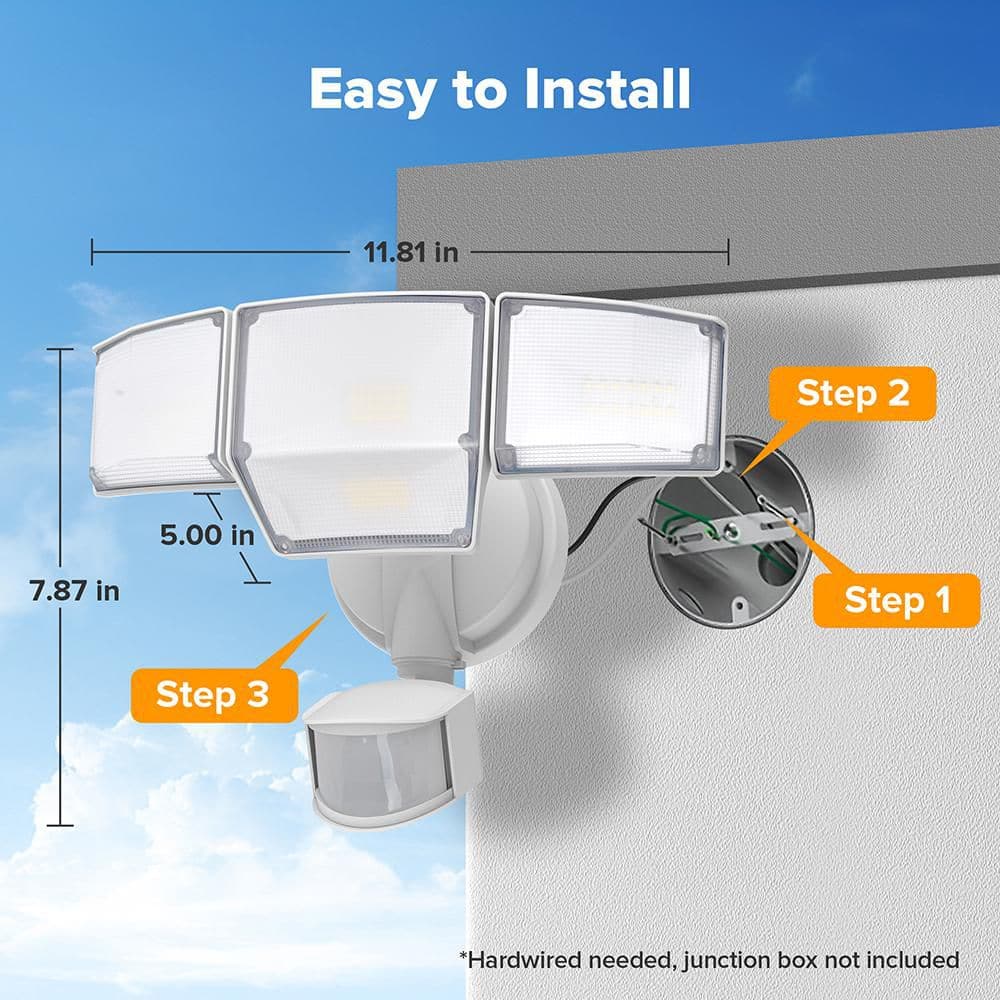 475-Watt equivalent 9000 Lumen 180° White Motion Sensing Integrated LED Flood Light - Hercitys