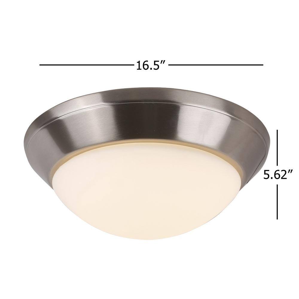 16 in. 1-Light Brushed Nickel LED Flush Mount - Hercitys