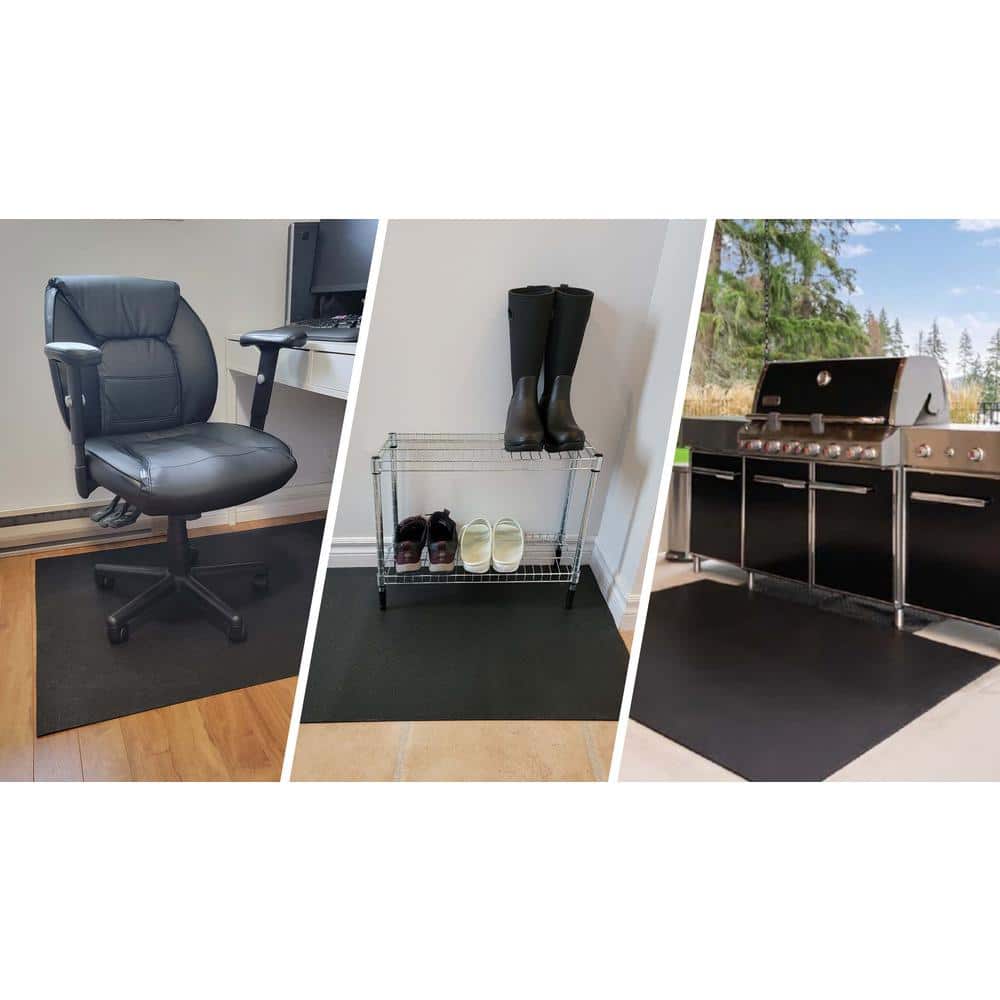 4 ft. x 6 ft. x 0.275 in. Black Rubber Fitness Utility Mat (24 sq. ft.) - Hercitys