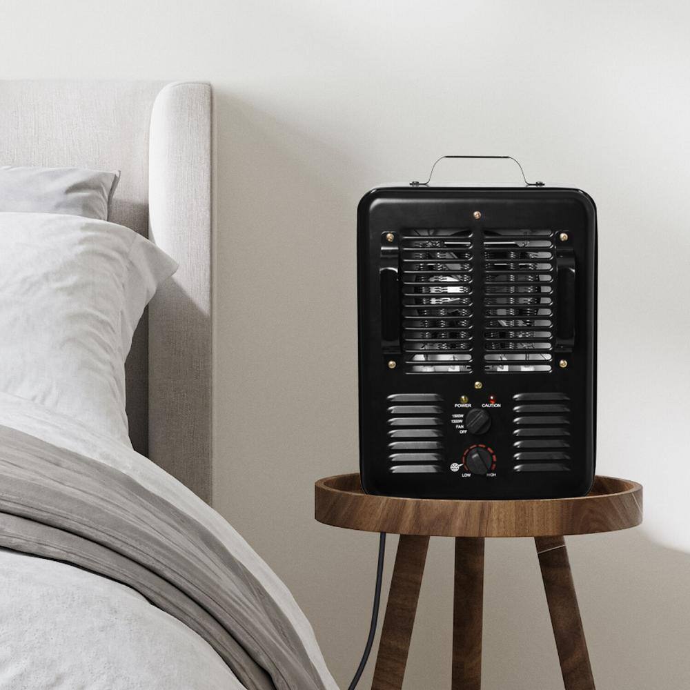 1500W Milkhouse Utility Heater Electric in Black - Hercitys