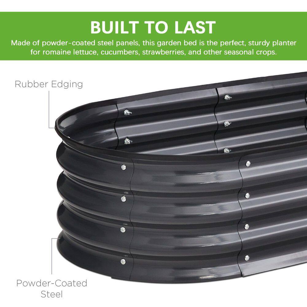 48 in. L x 24 in. W x 12 in. H Charcoal Steel Raised Garden Bed - Hercitys