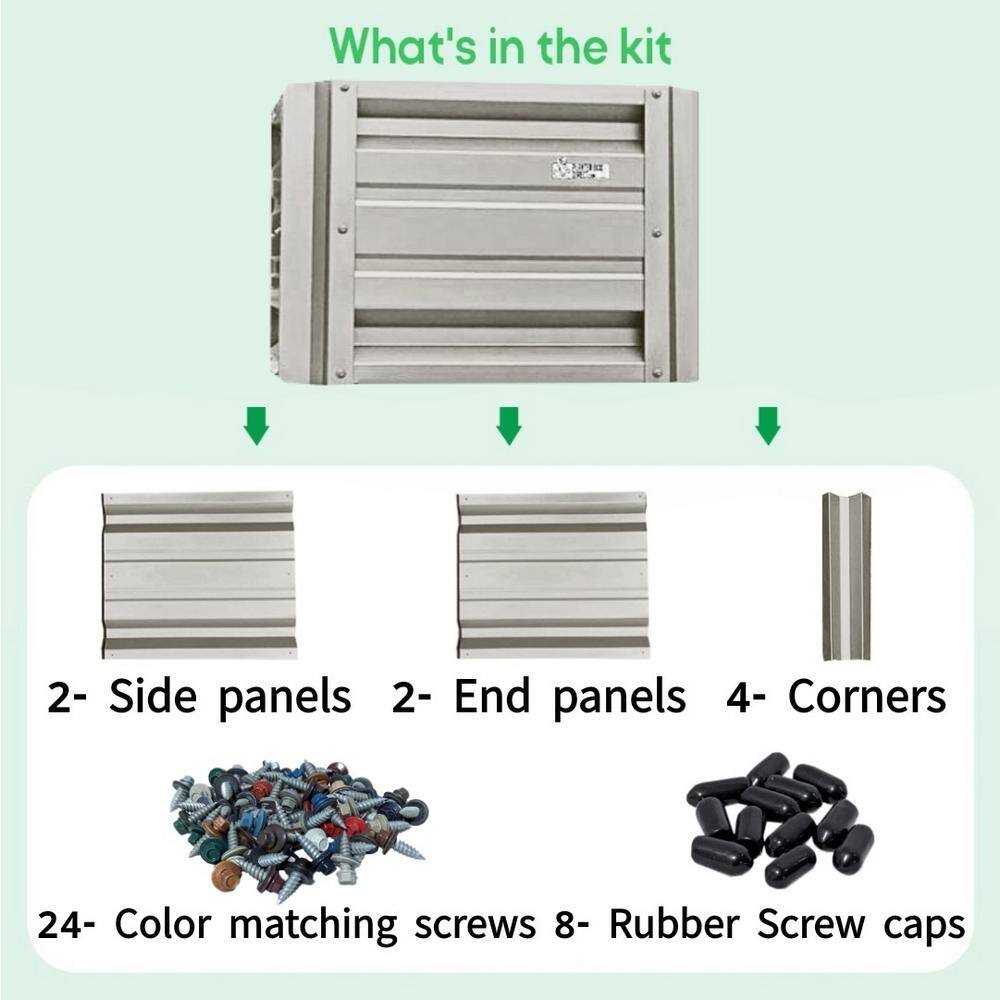 24 inch by 24 inch Square Ash Grey Metal Planter Box - Hercitys