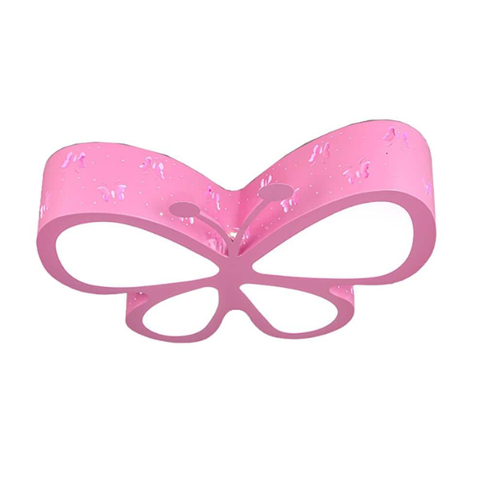 19.7 in. Pink Creative Butterfly Lighting Flush Mount Ceiling Light with Acrylic Shade and Integrated LED Light Included - Hercitys