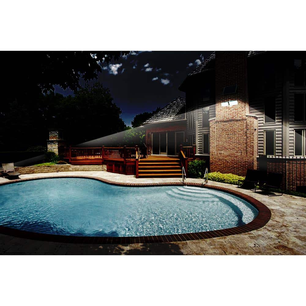 1200 Lumen 180 Degree Black Motion Dusk to Dawn Integrated LED AI Smart Area Flood Light w/Dual Side Solar Panel - Hercitys