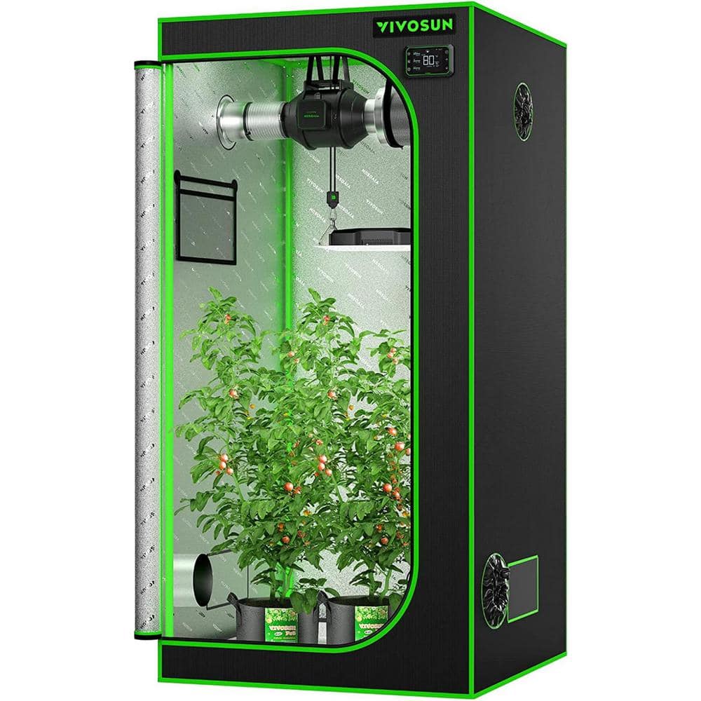 3 ft. x 3 ft. Mylar Hydroponic Grow Tent with Observation Window and Floor Tray - Hercitys