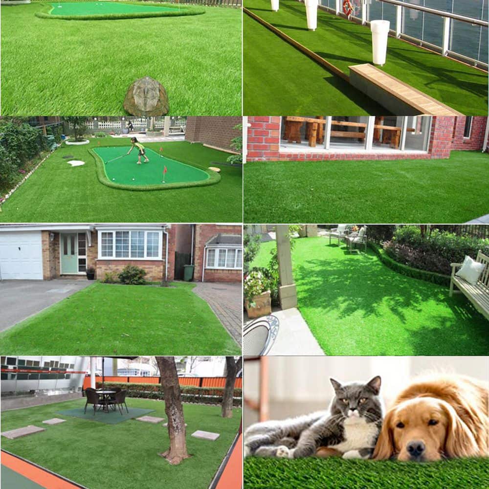 5 ft. x 7 ft. Green Artificial Grass Carpet 1.26 in. Mat for Outdoor Garden Landscape Balcony Dog Grass Rug - Hercitys