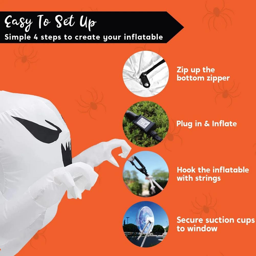 4.5 ft. White Halloween Inflatable Scary Flying Ghost Made of Polyester - Hercitys