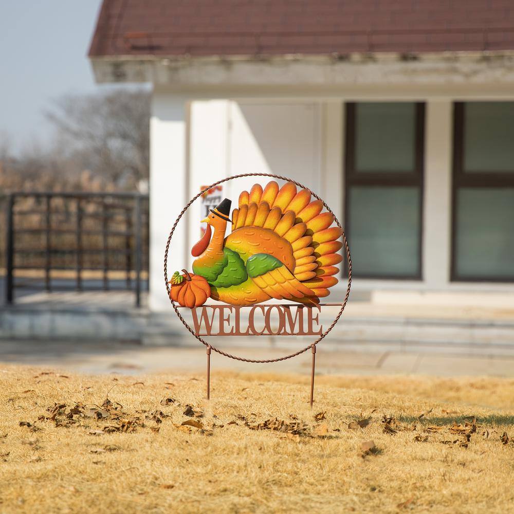 30 in. H Thanksgiving Metal “WELCOME” Turkey Yard Stake - Hercitys
