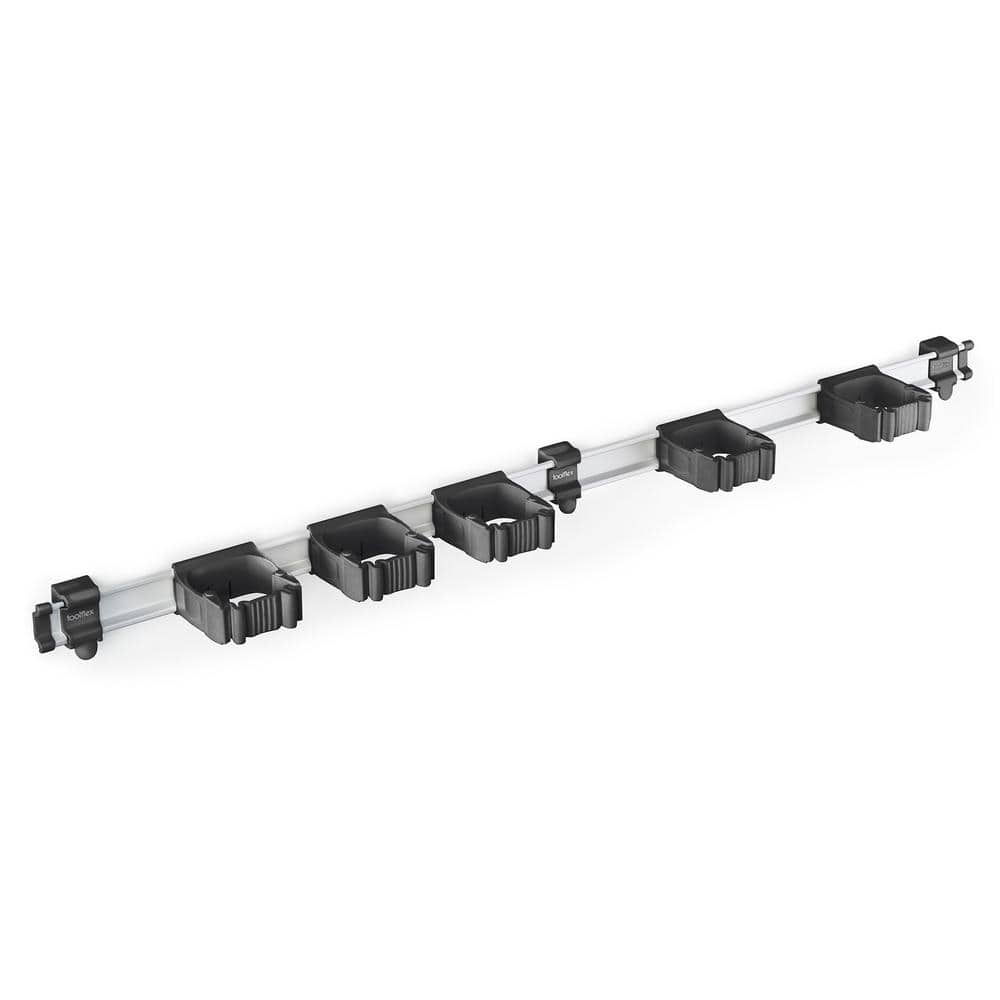 37 in. Universal Garage Storage Rail System with 5 Black One-Size-Fits-All Holders - Hercitys