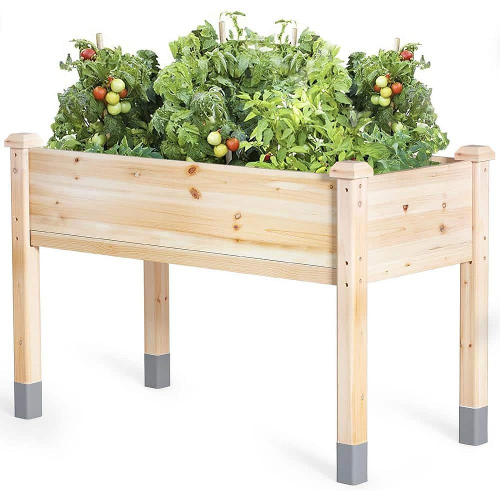 49 in. x 25 in. x 31 in. Wood Raised Garden Bed with Linner – Waterproof Legs - Hercitys
